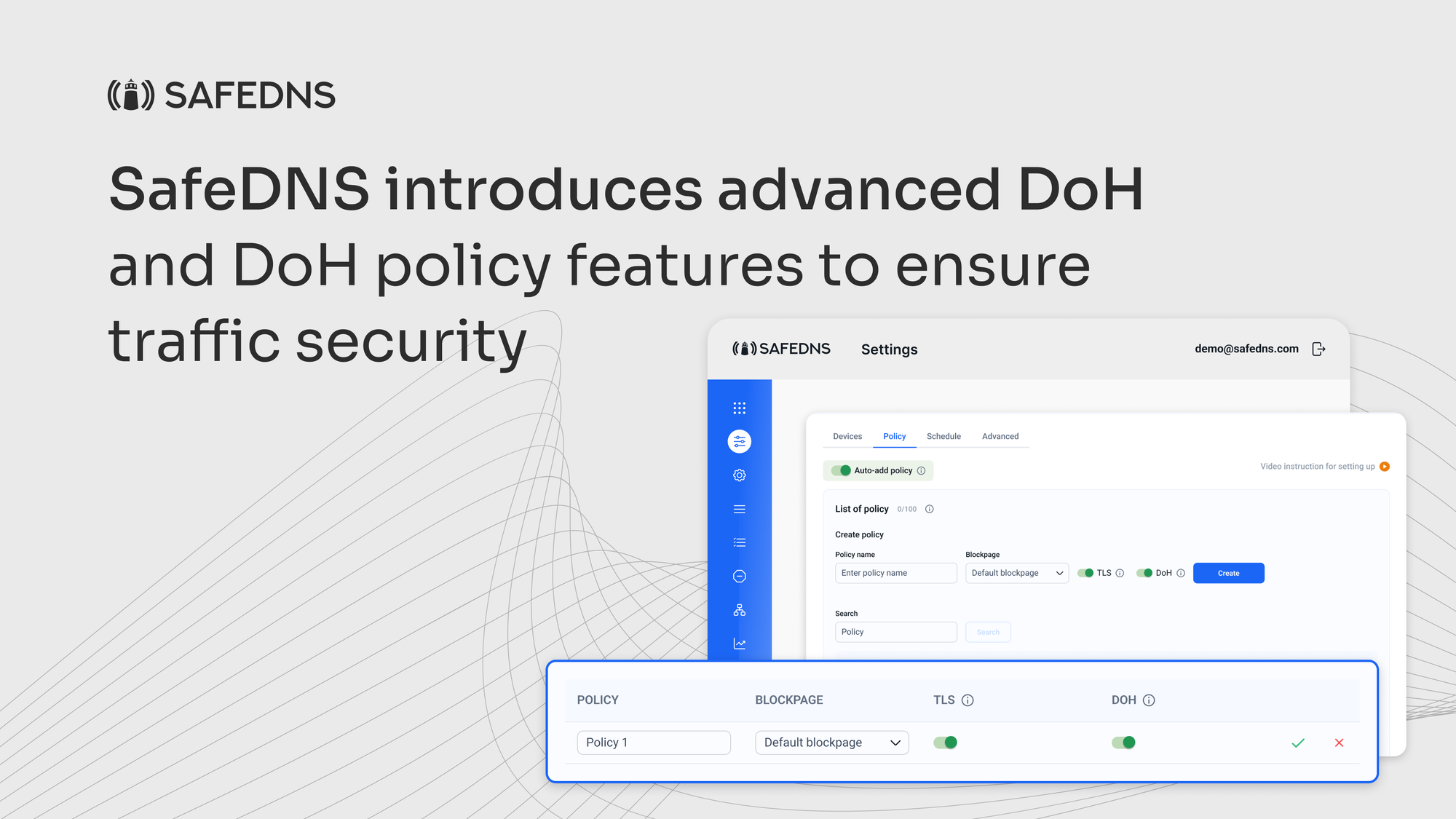 SafeDNS introduces advanced DoH and DoH policy features to ensure traffic security